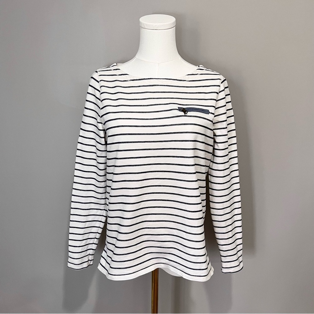 LRL Lauren Jeans Co Striped Long Sleeve Cotton Top Size M